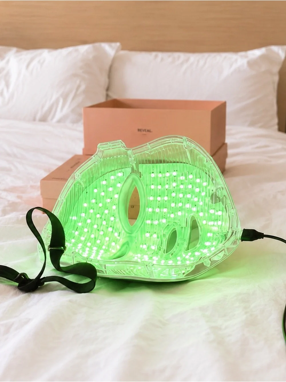 Skin Light-Therapy Facial Device - Champagne Beige & Gold Accents